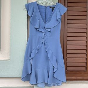 BCBGMAXAZRIA Blue Ruffle Dress